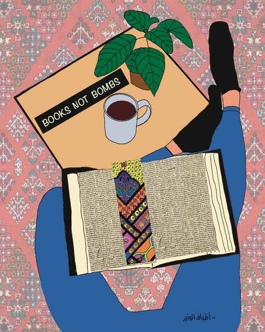 "Books Not Bombs" — Illustrated Print